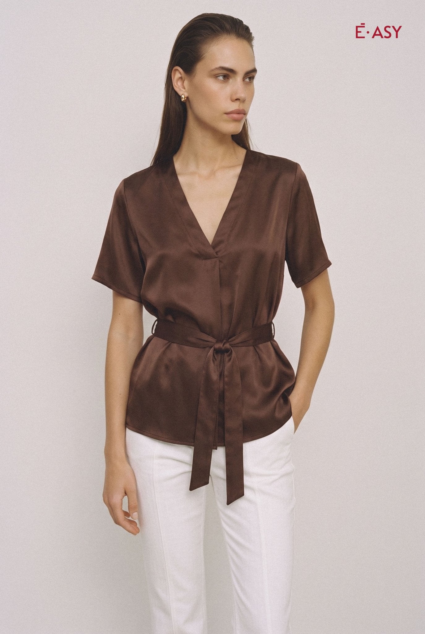 Blusa satinata con Scollo a V - Caractère