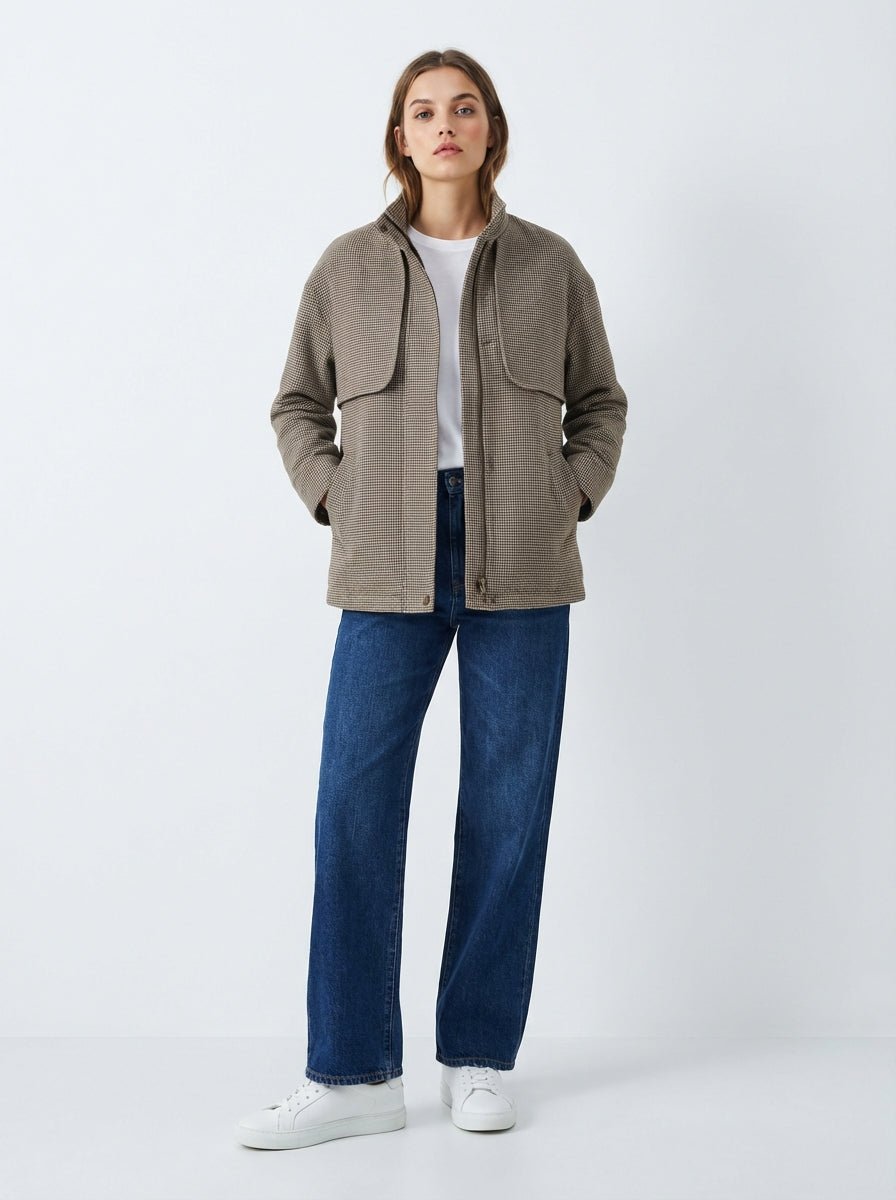 Caban Donna a Quadretti con Collo Alto - Caractère