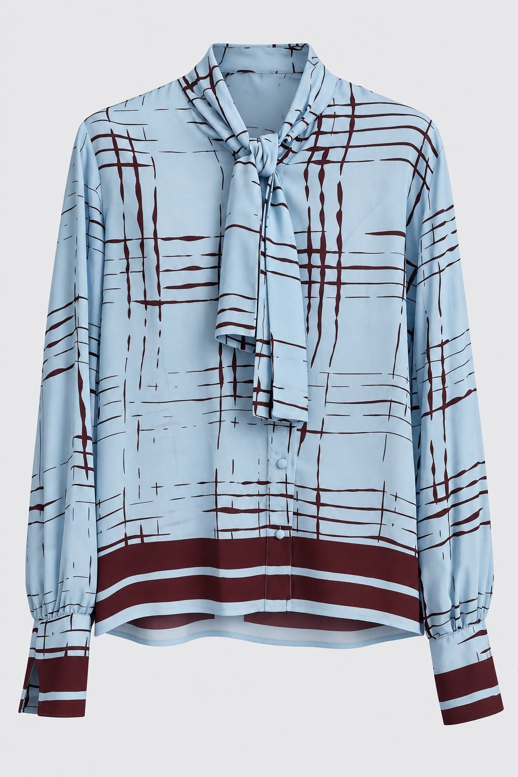 Camicia con Collo A Sciarpa In Simil Seta Stampata - Caractère