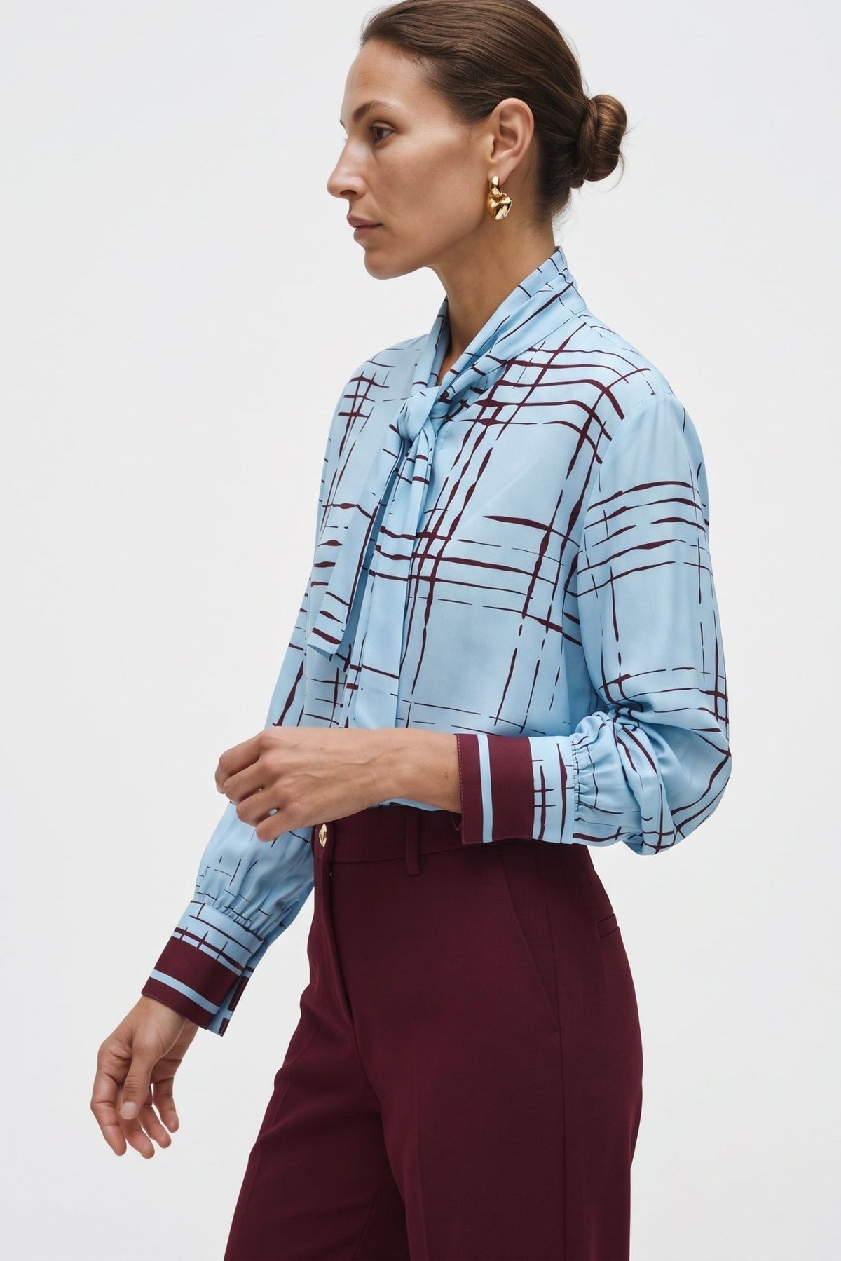 Camicia con Collo A Sciarpa In Simil Seta Stampata - Caractère