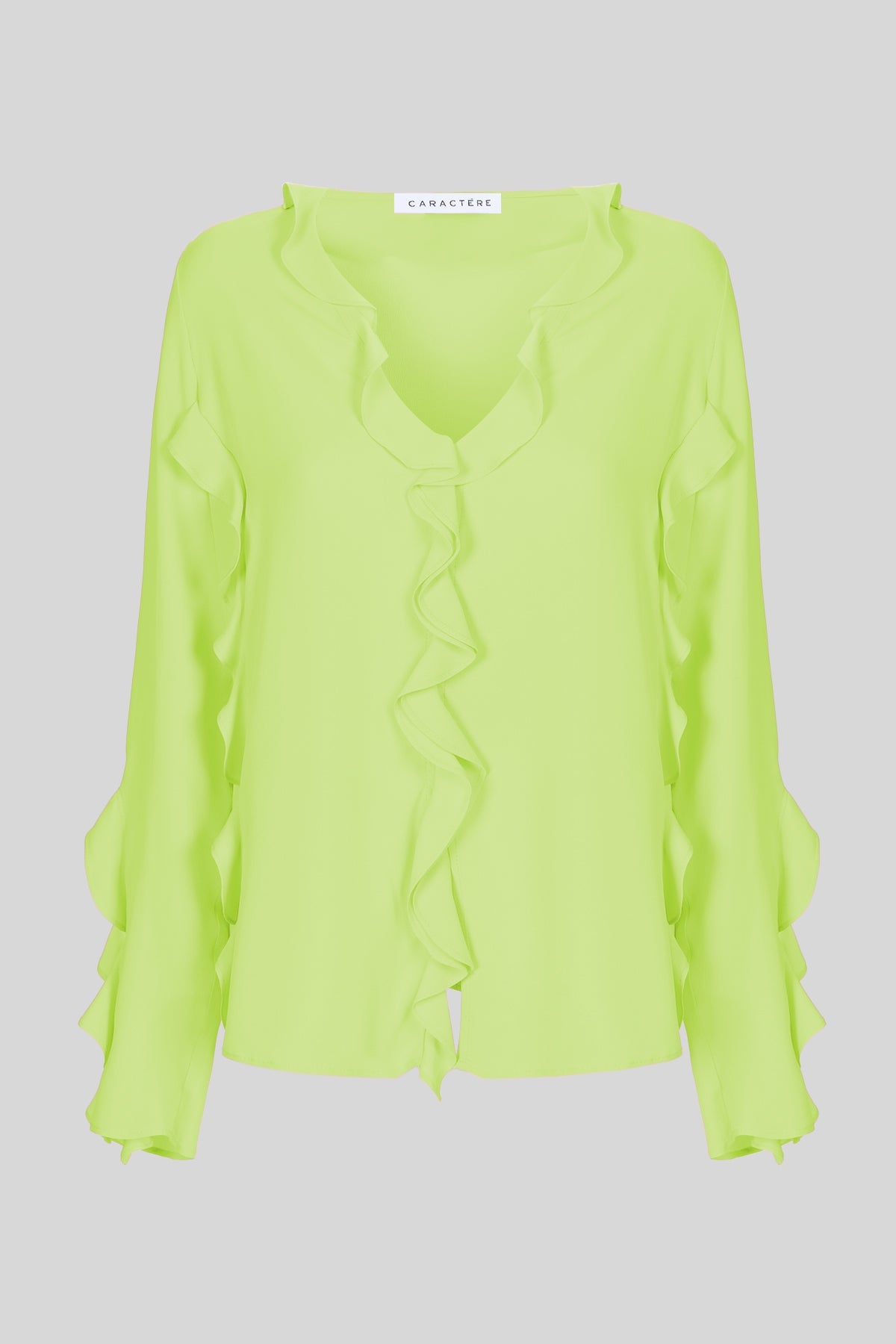 Camicia in misto seta con rouche - Caractère