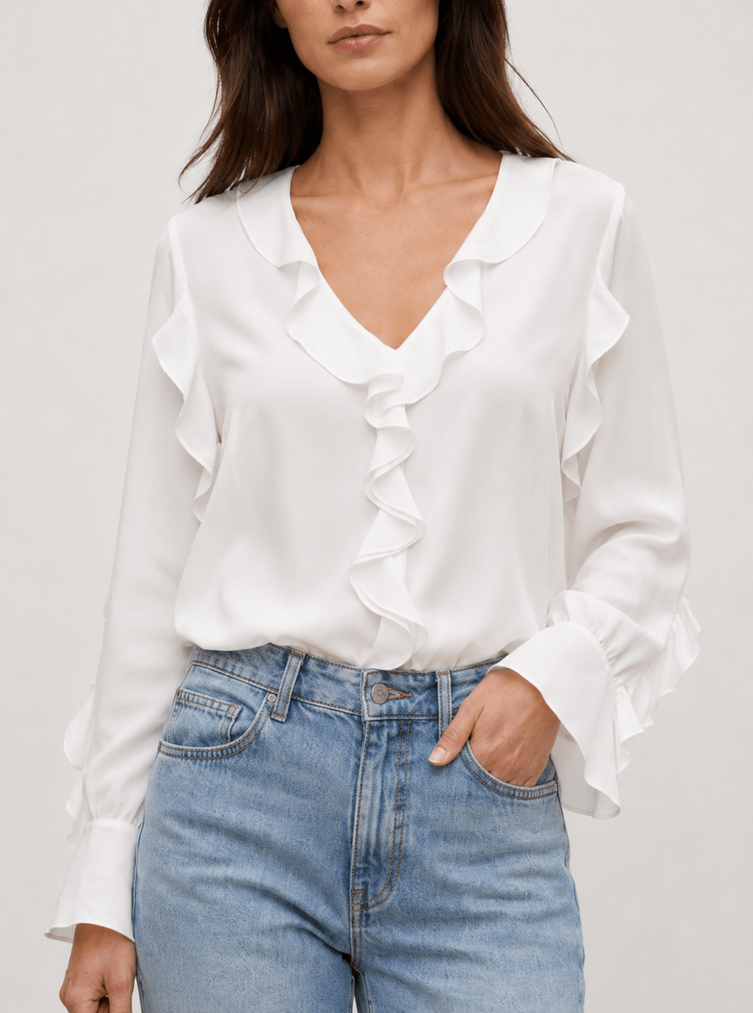 Camicia in misto seta con rouche - Caractère