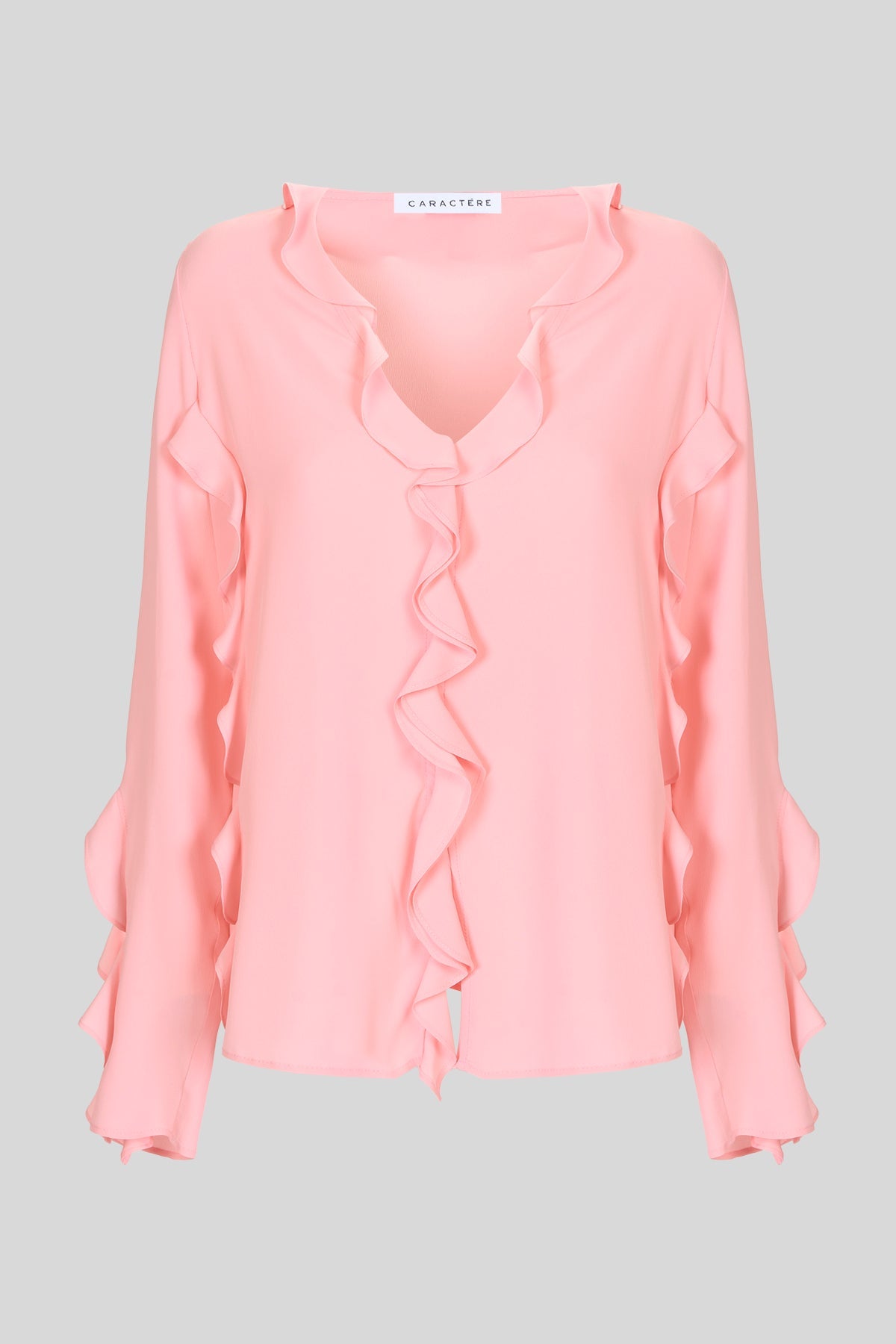 Camicia in misto seta con rouche - Caractère