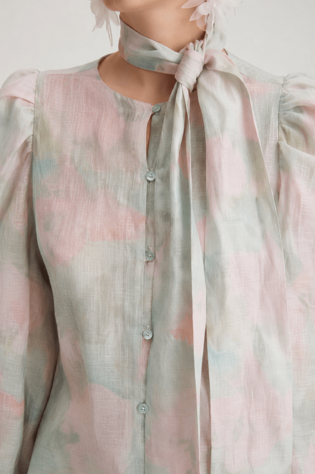 Camicia maniche a sbuffo in lino - Caractère