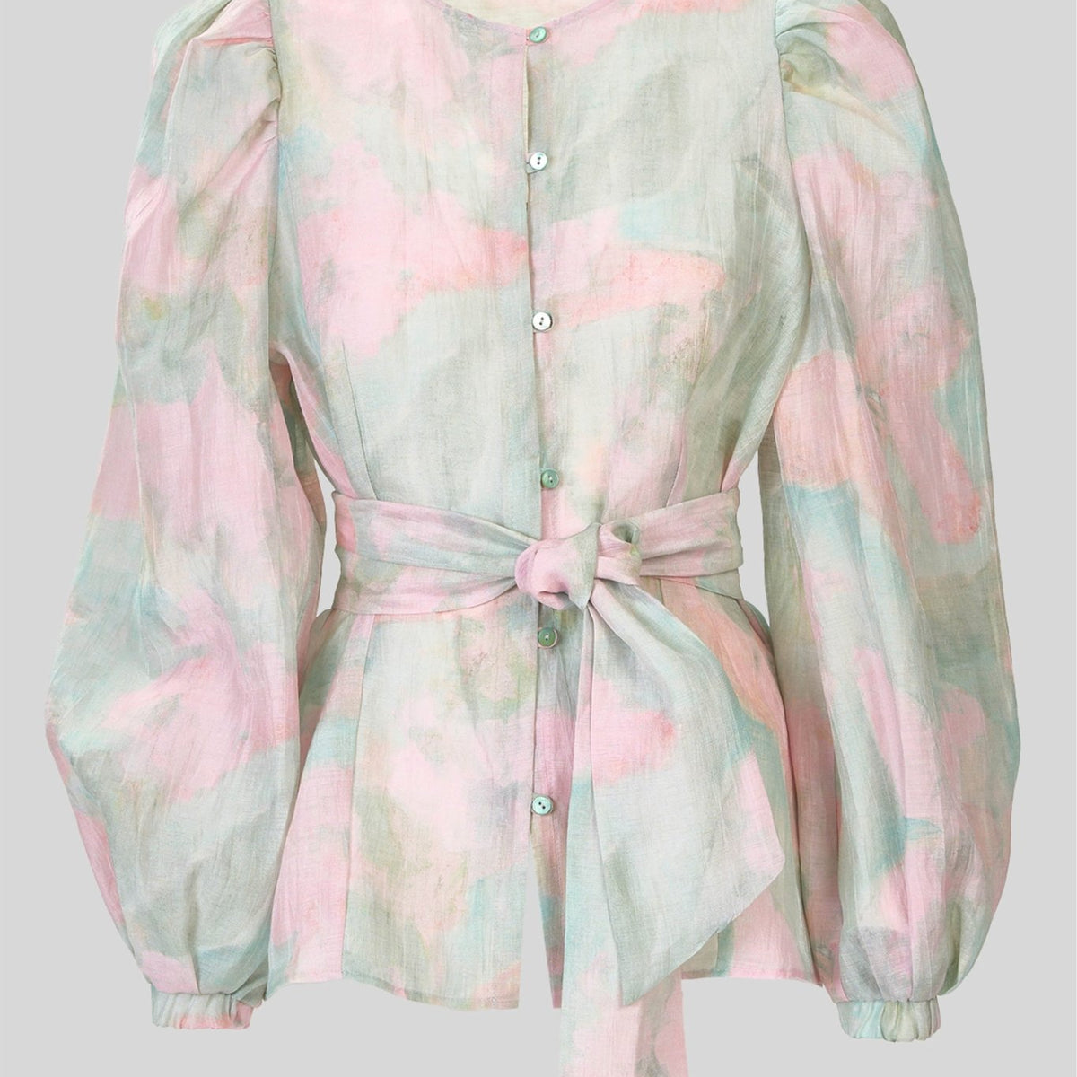Camicetta Estiva Donna Con Maniche A Sbuffo E Occhielli – Ivicoer Top Girocollo Vestibilità Ampia, Grigio Rosa Floreale, Taglia S-XXL