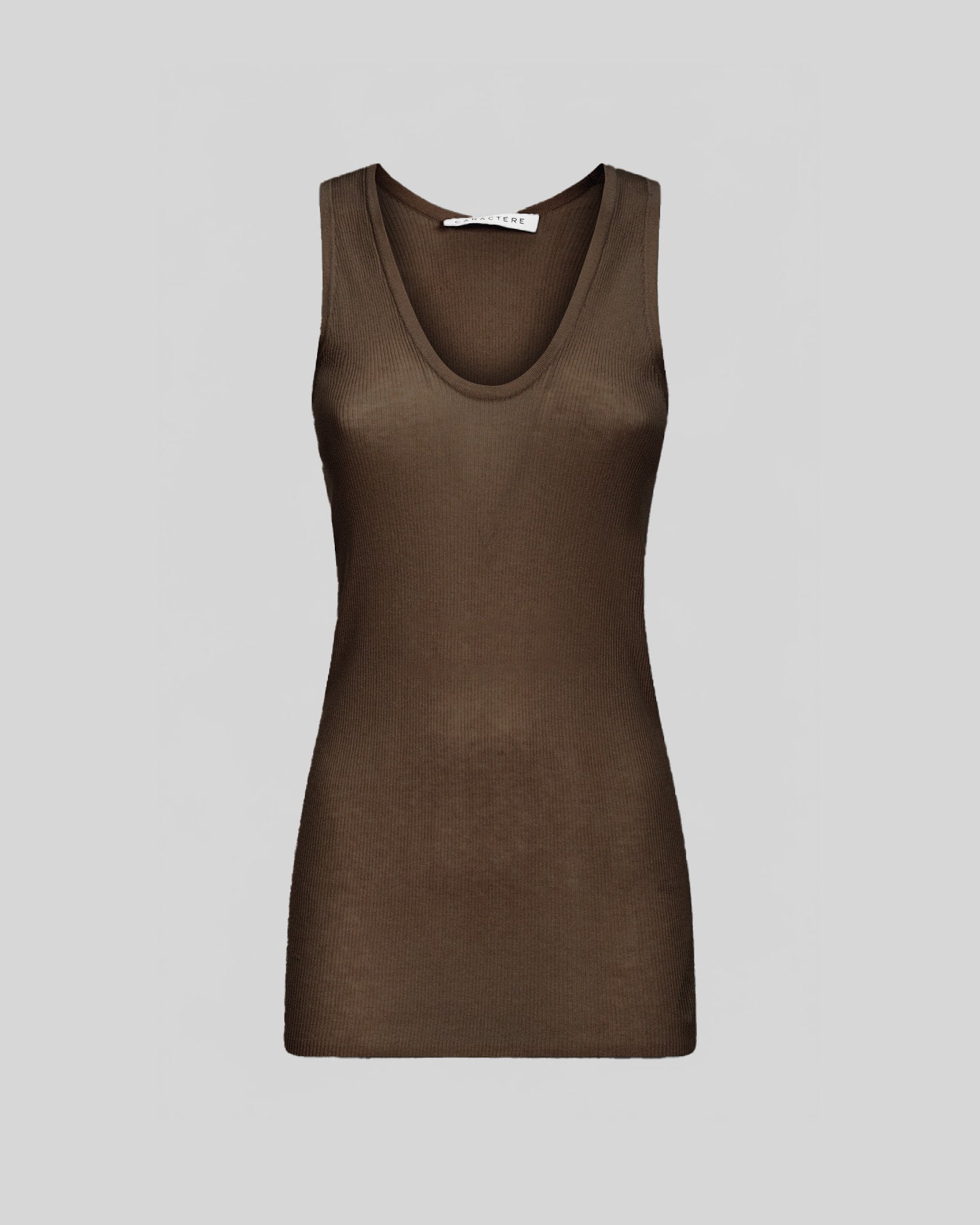 Canotta in Viscosa a Costine con Scollo Profondo - Caractère