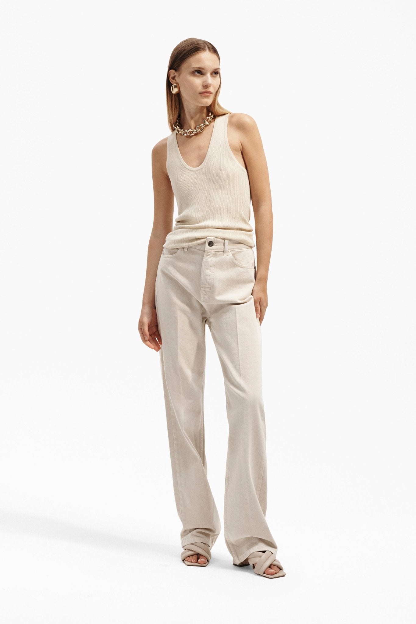 Canotta in Viscosa a Costine con Scollo Profondo - Caractère