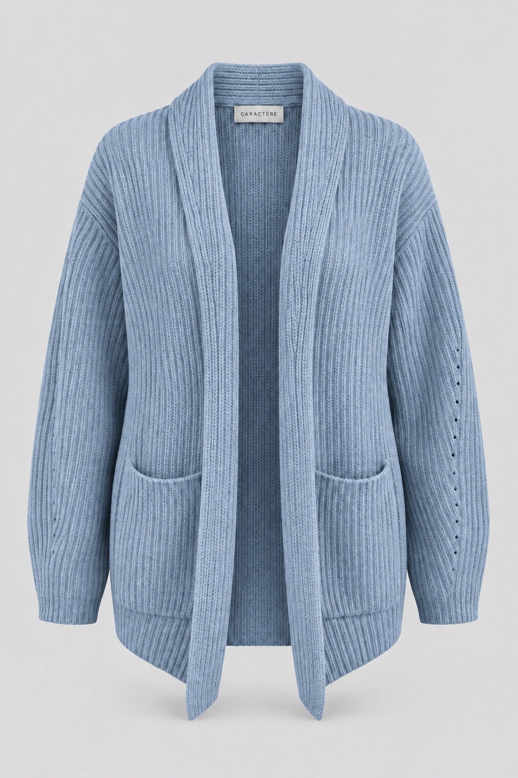 Cardigan a coste in misto lana - Caractère