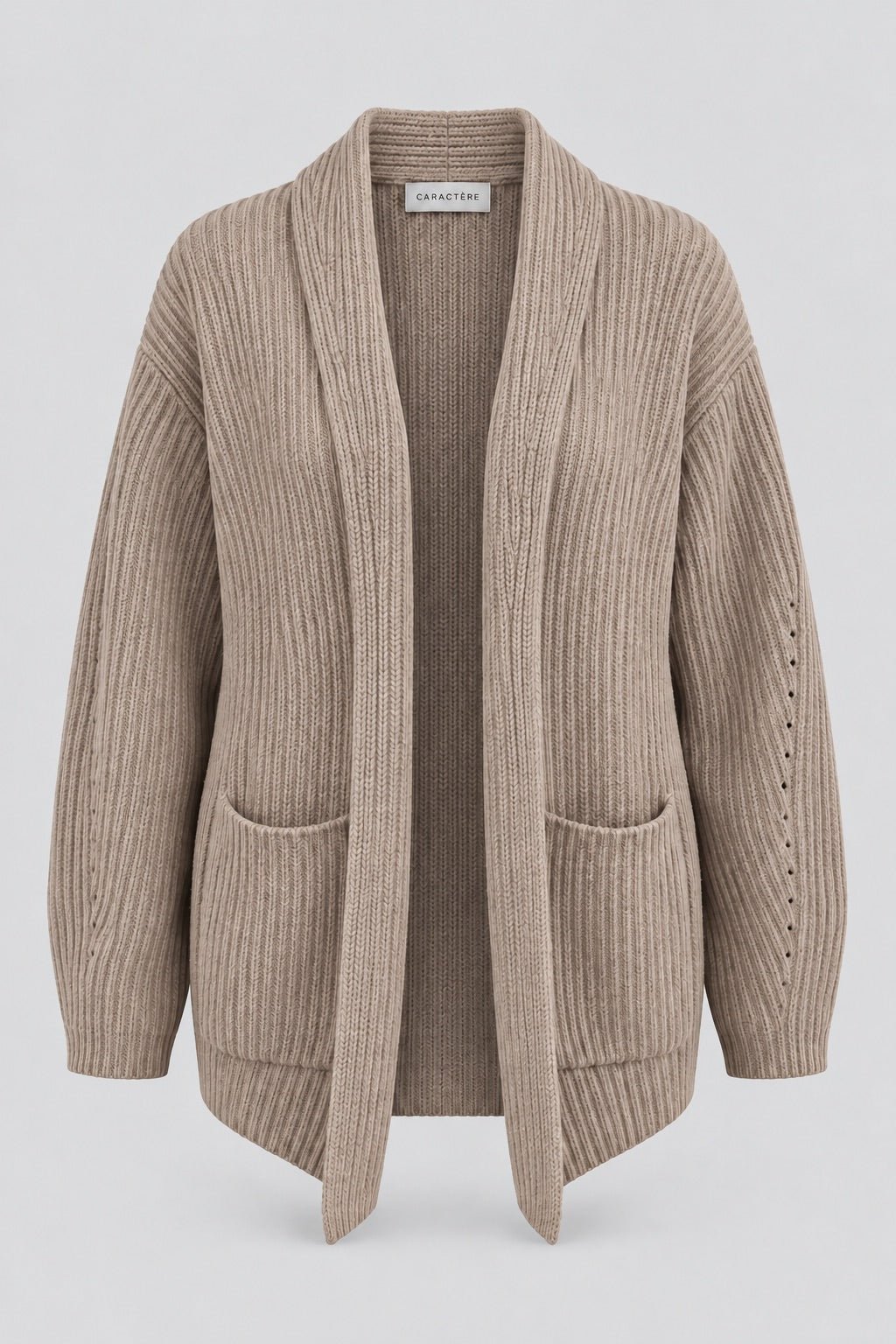 Cardigan a coste in misto lana - Caractère