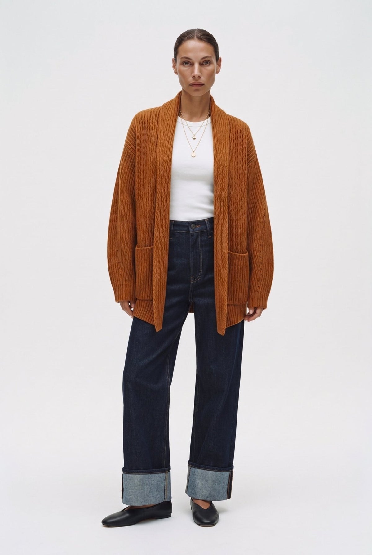 Cardigan a coste in misto lana - Caractère