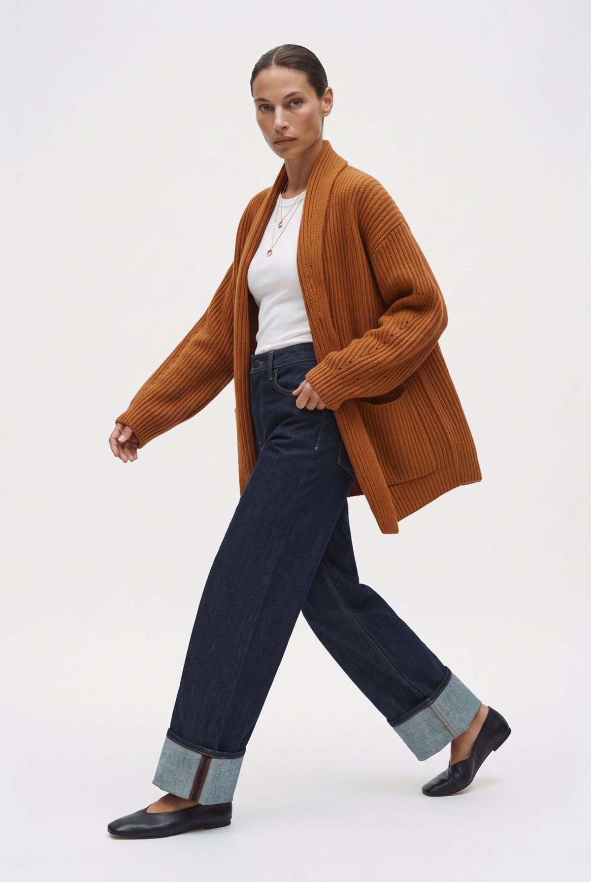Cardigan a coste in misto lana - Caractère