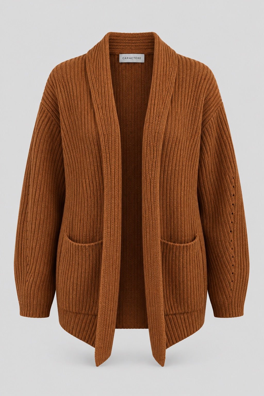 Cardigan a coste in misto lana - Caractère