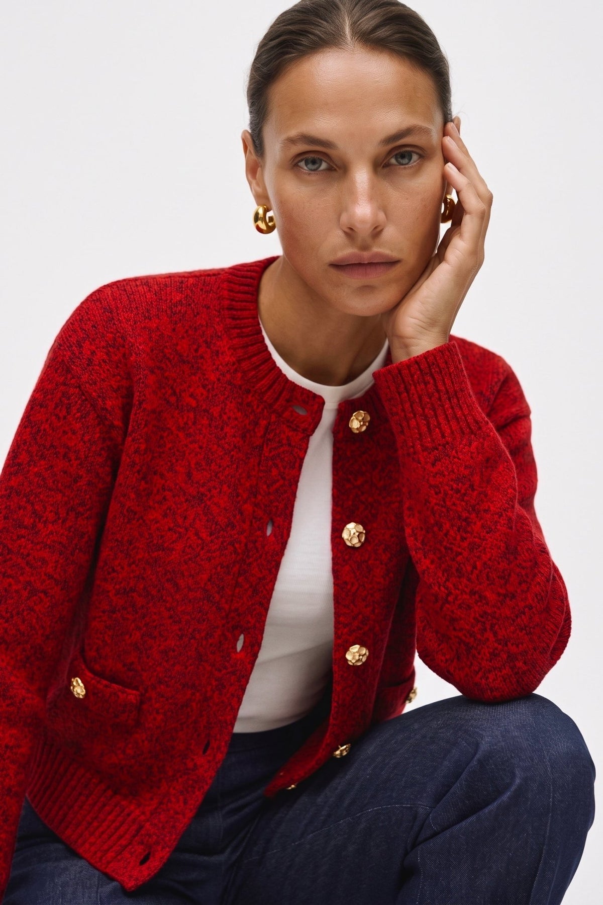 Cardigan Girocollo In Lana Cachemere Mouline' - Caractère