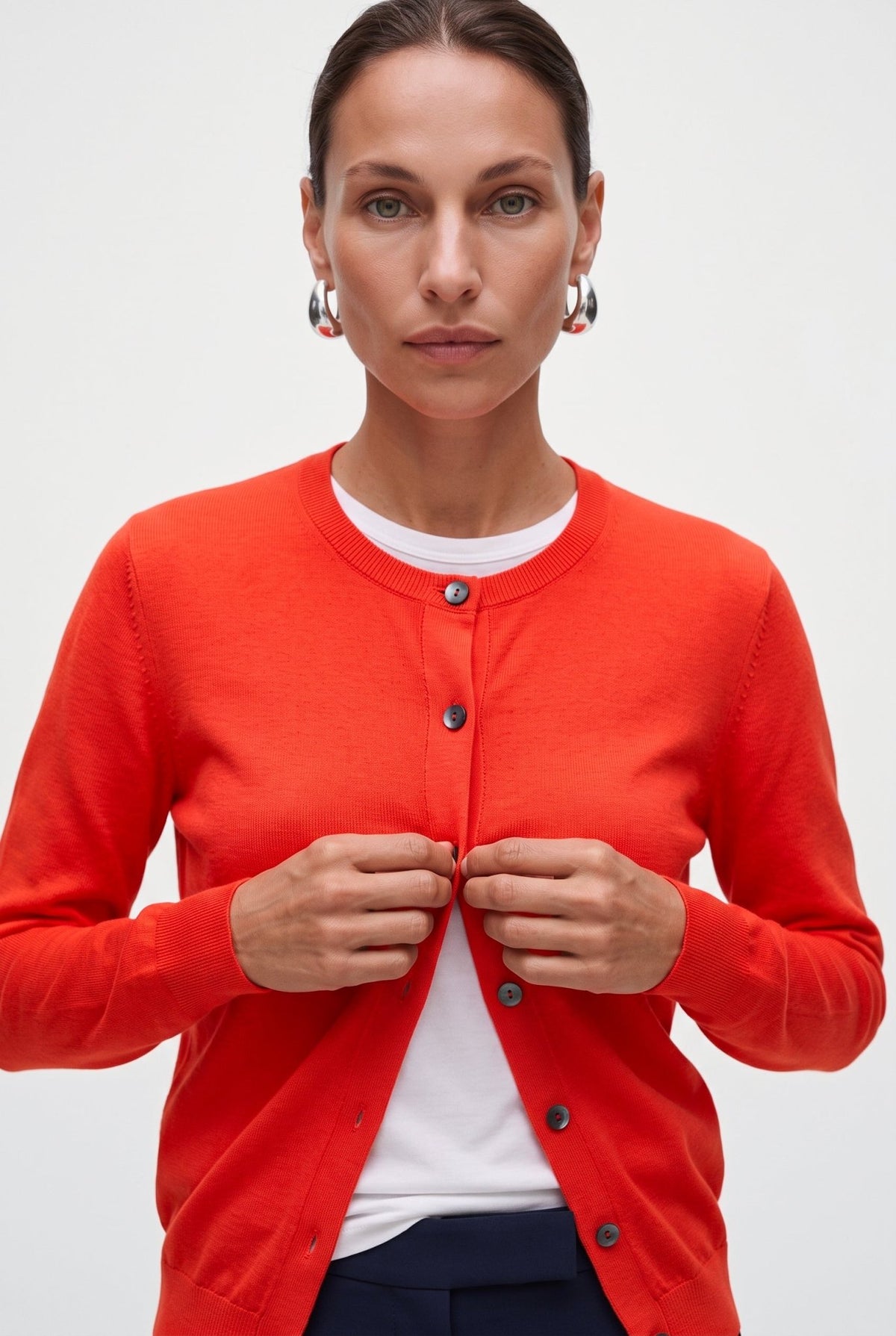 Cardigan Girocollo In Misto Lana Rasato - Caractère