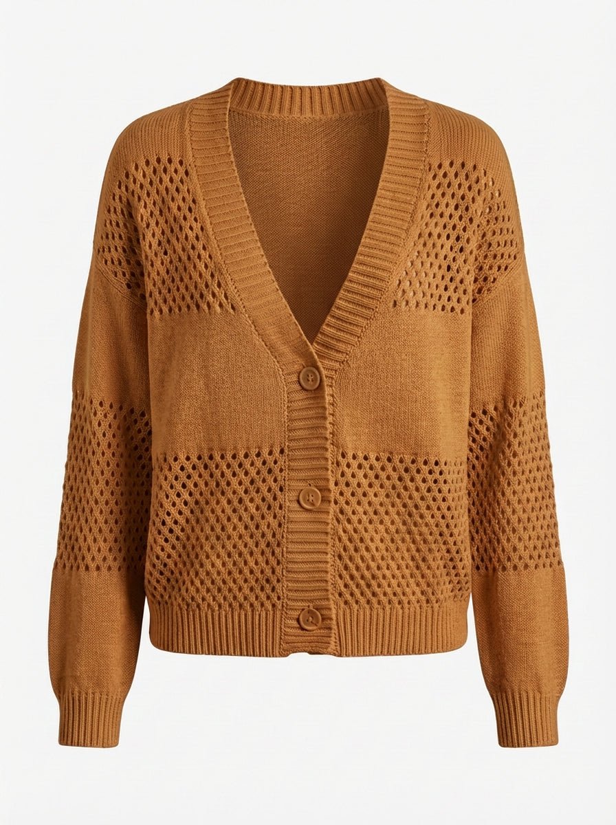 Cardigan Traforato con Bottoni in Maglia Morbida - Caractère