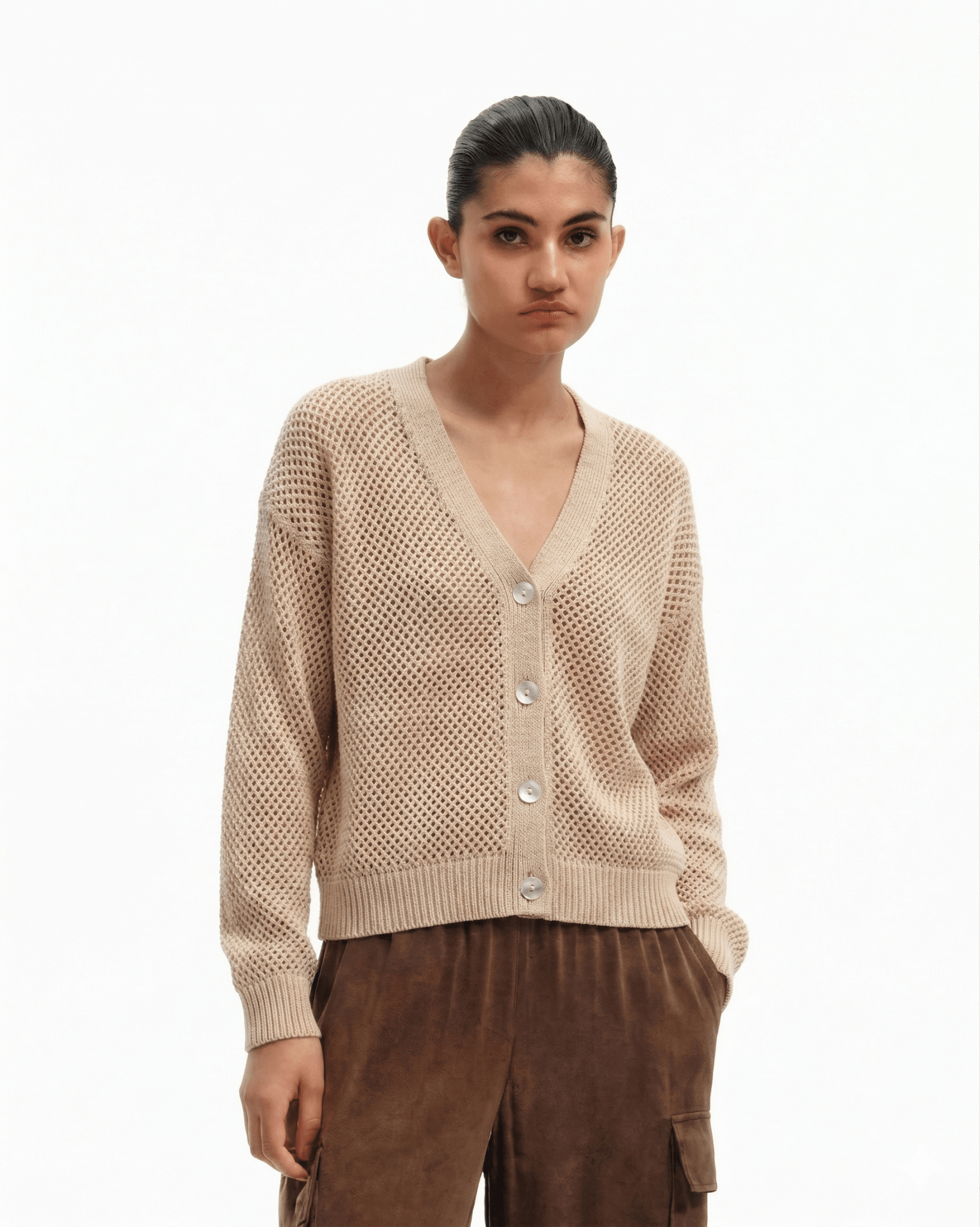 Cardigan Traforato con Scollo a V in cotone - Caractère