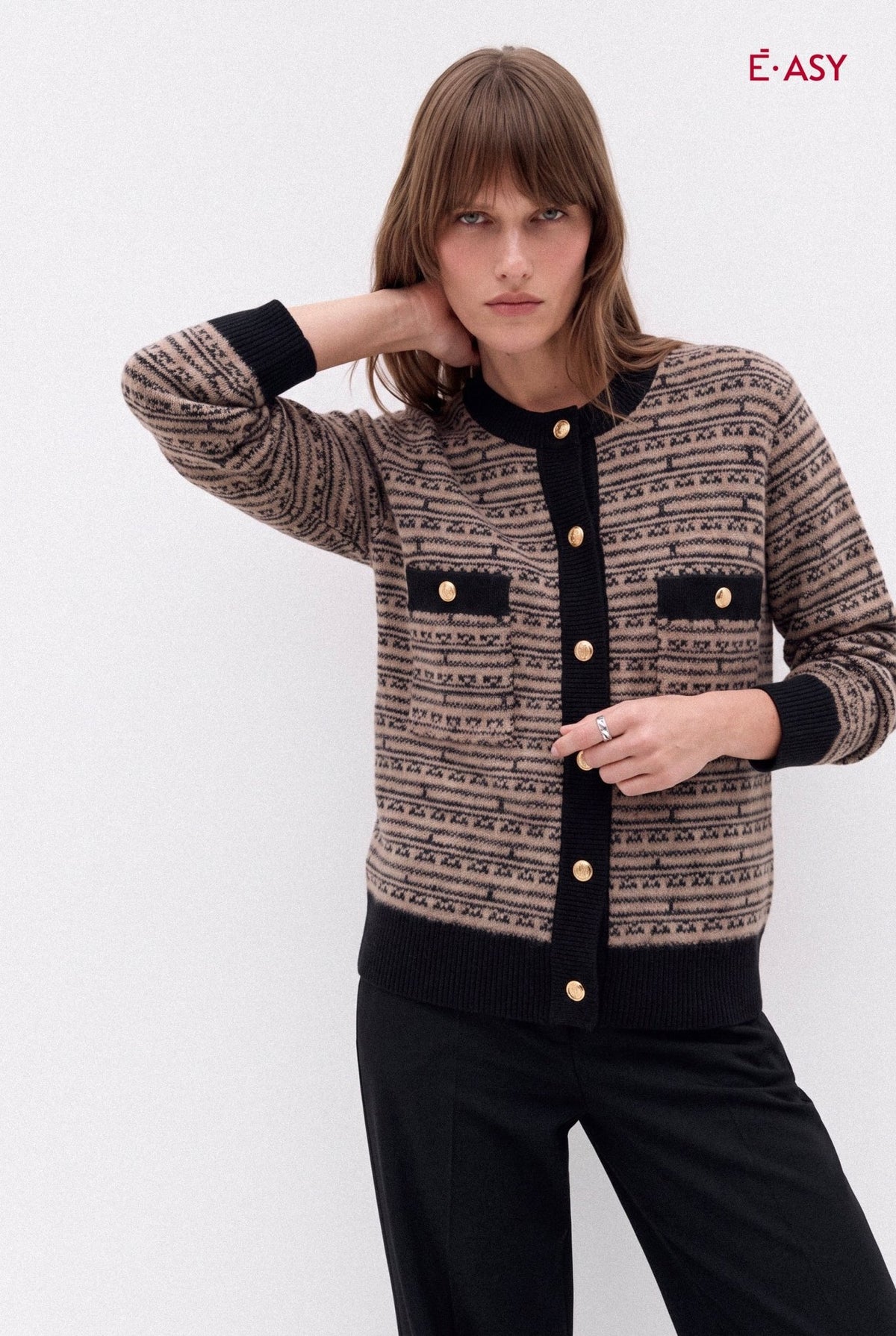 Cardigan Tweed con Tasche e Bottoni Gioiello - Caractère