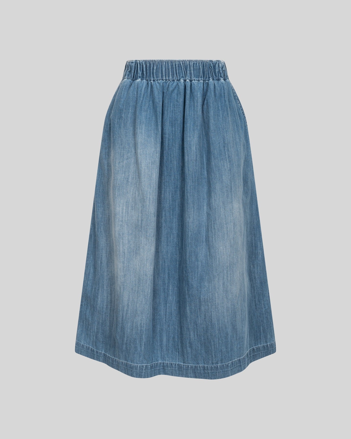 Gonna Midi in Denim Lavato - Caractère