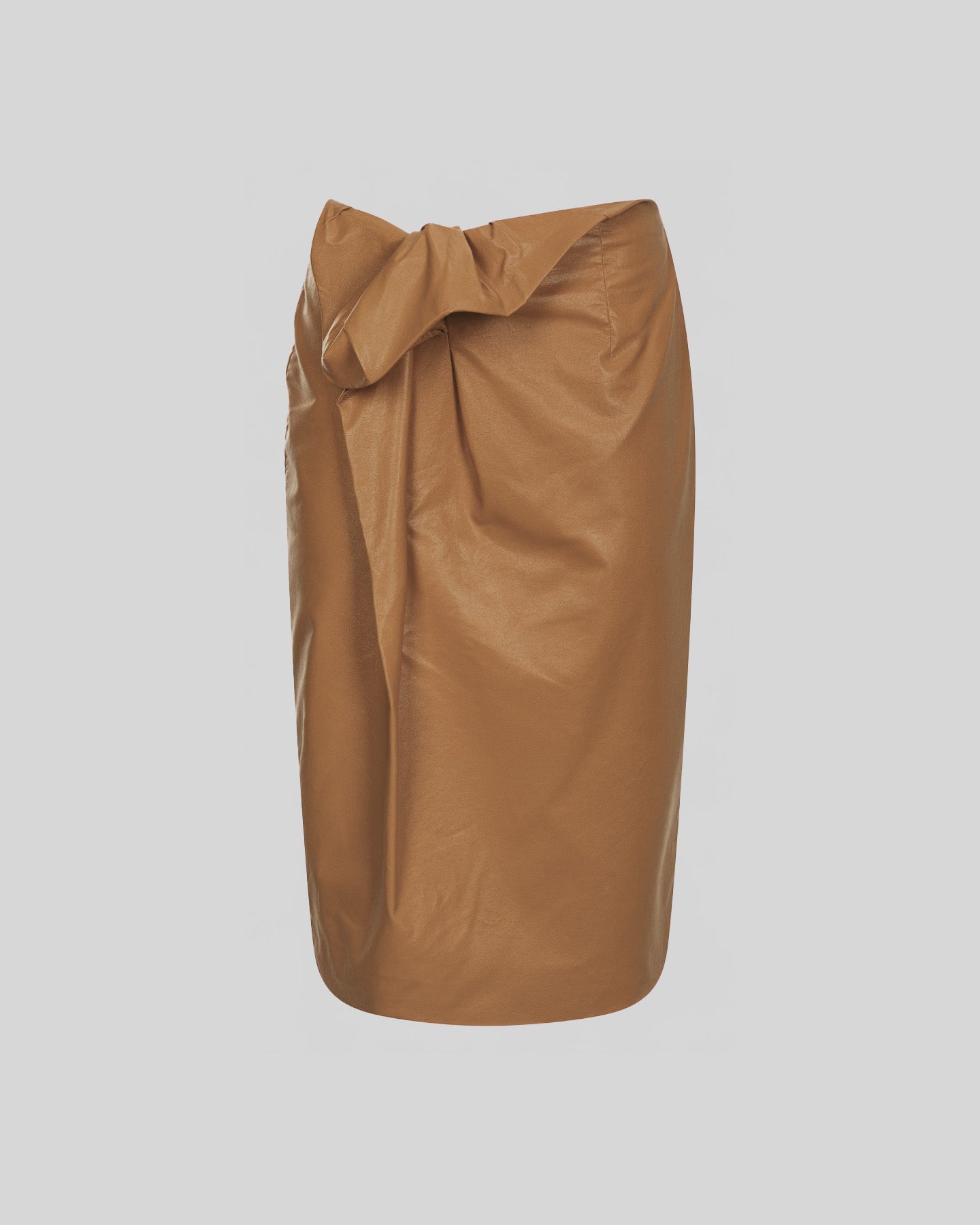Gonna Midi in Simil Pelle Elegante con Arricciatura - Caractère