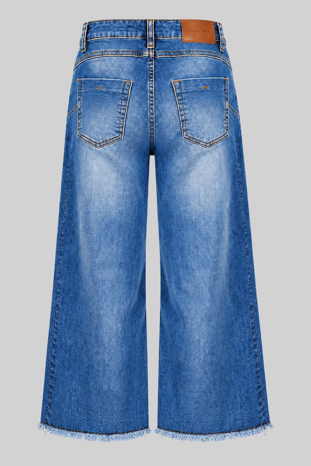 Jeans Cropped a Gamba Ampia in Denim - Caractère