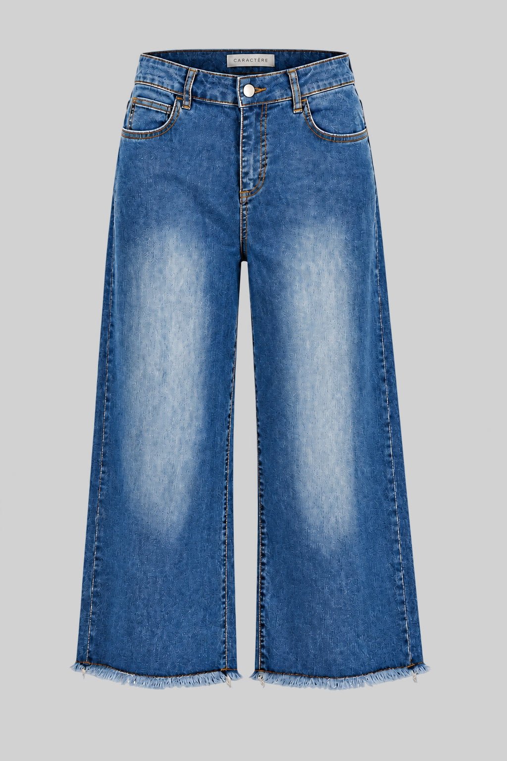 Jeans Cropped a Gamba Ampia in Denim - Caractère