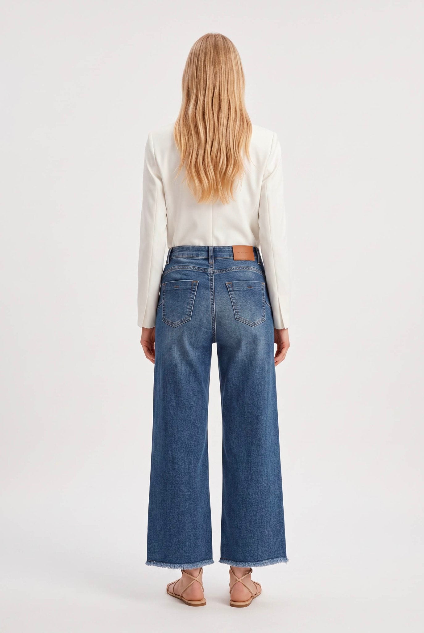 Jeans Cropped a Gamba Ampia in Denim - Caractère