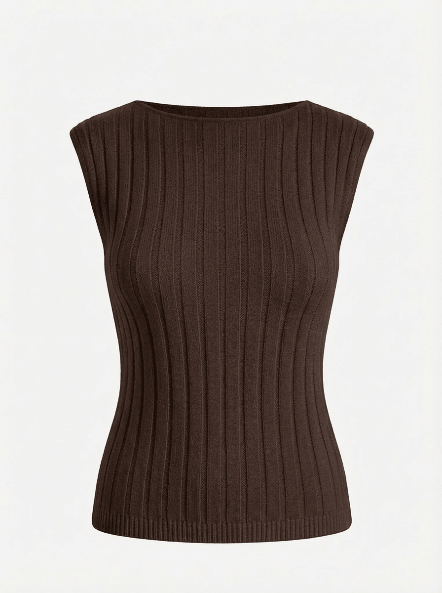 Maglia a costine in viscosa con spalline larghe - Caractère