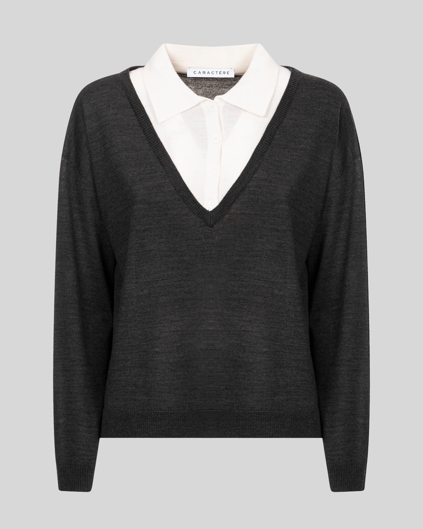 Maglia a manica lunga con colletto a camicia - Caractère