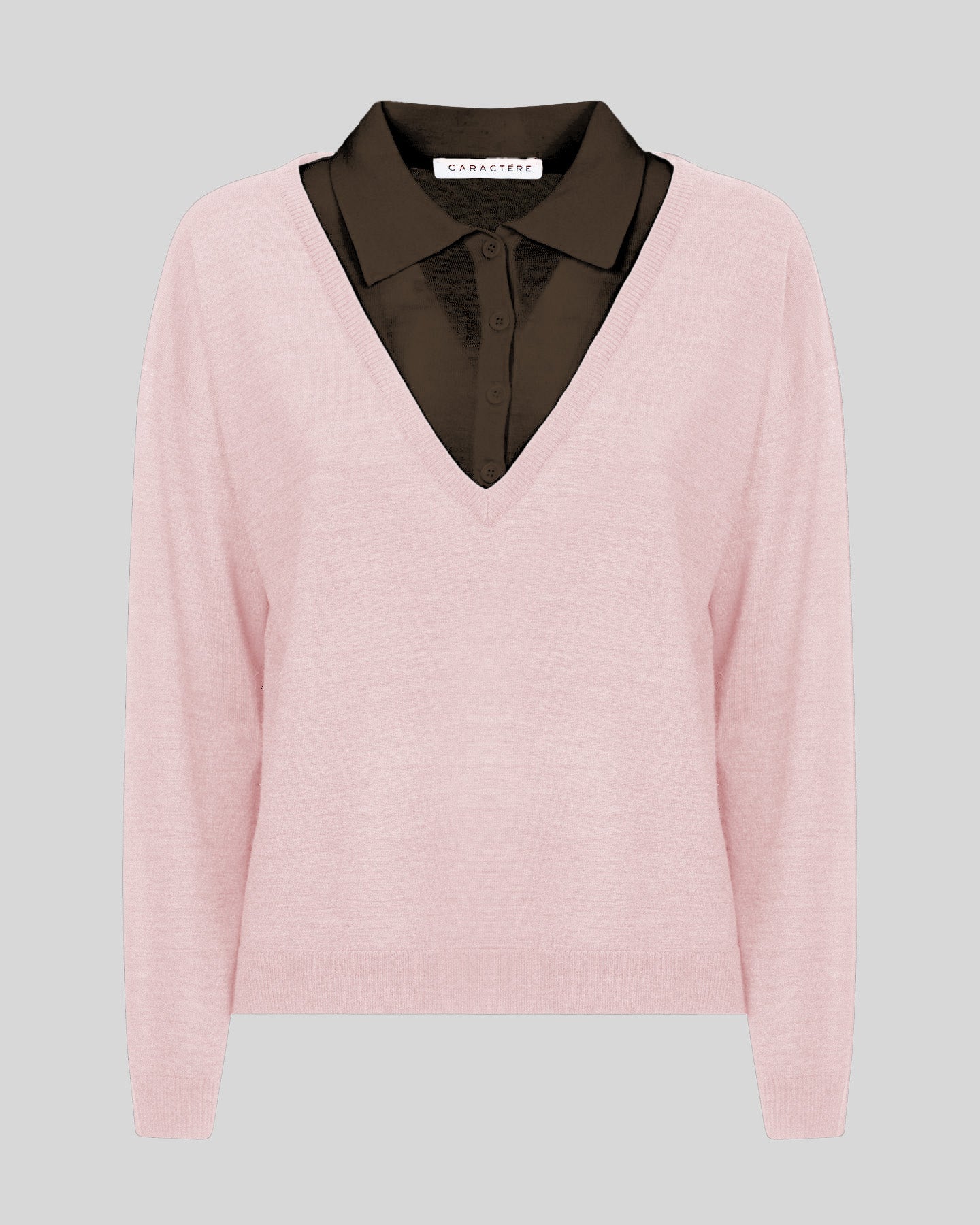 Maglia a manica lunga con colletto a camicia - Caractère
