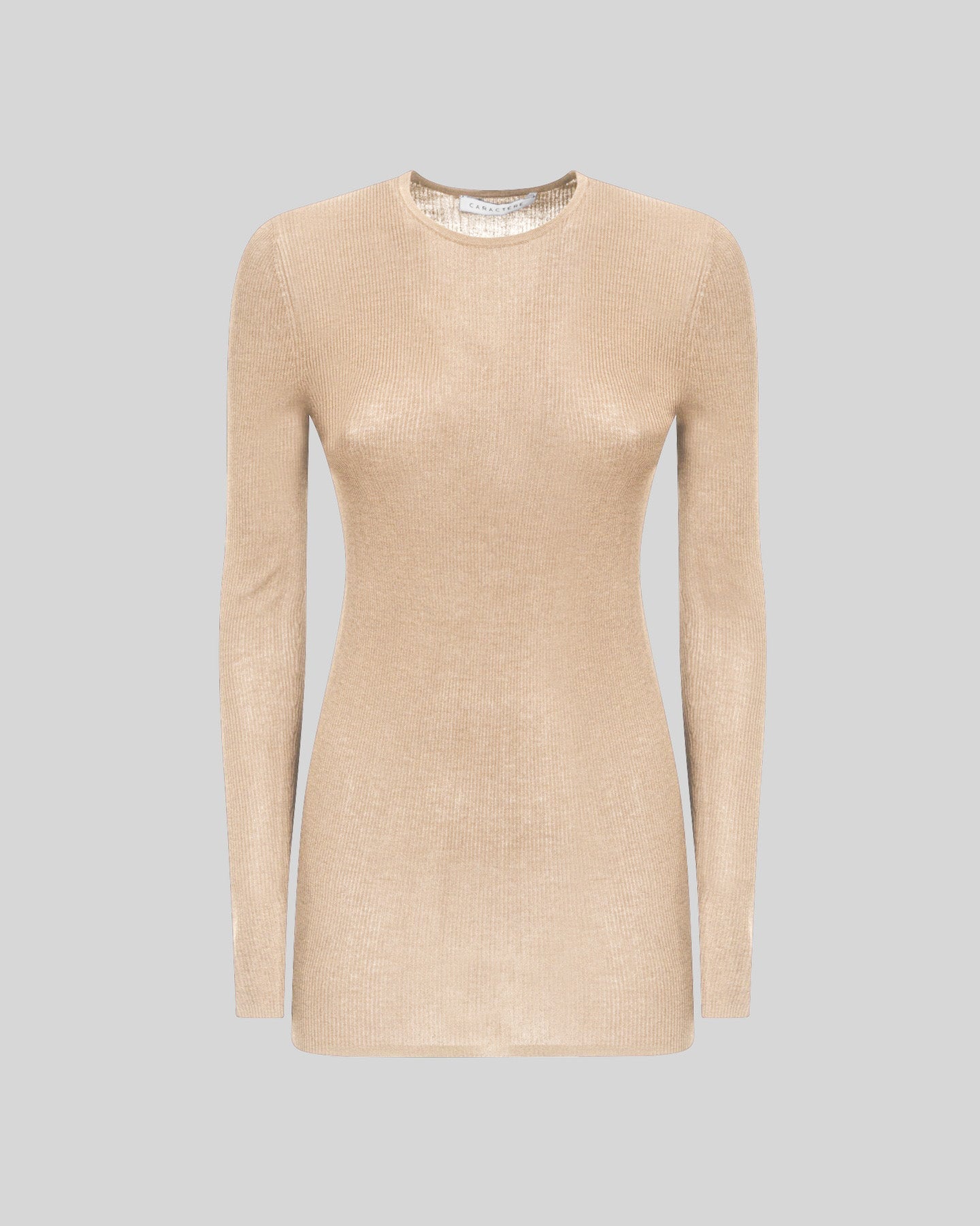 Maglia a Maniche Lunghe a costine Girocollo in Viscosa - Caractère