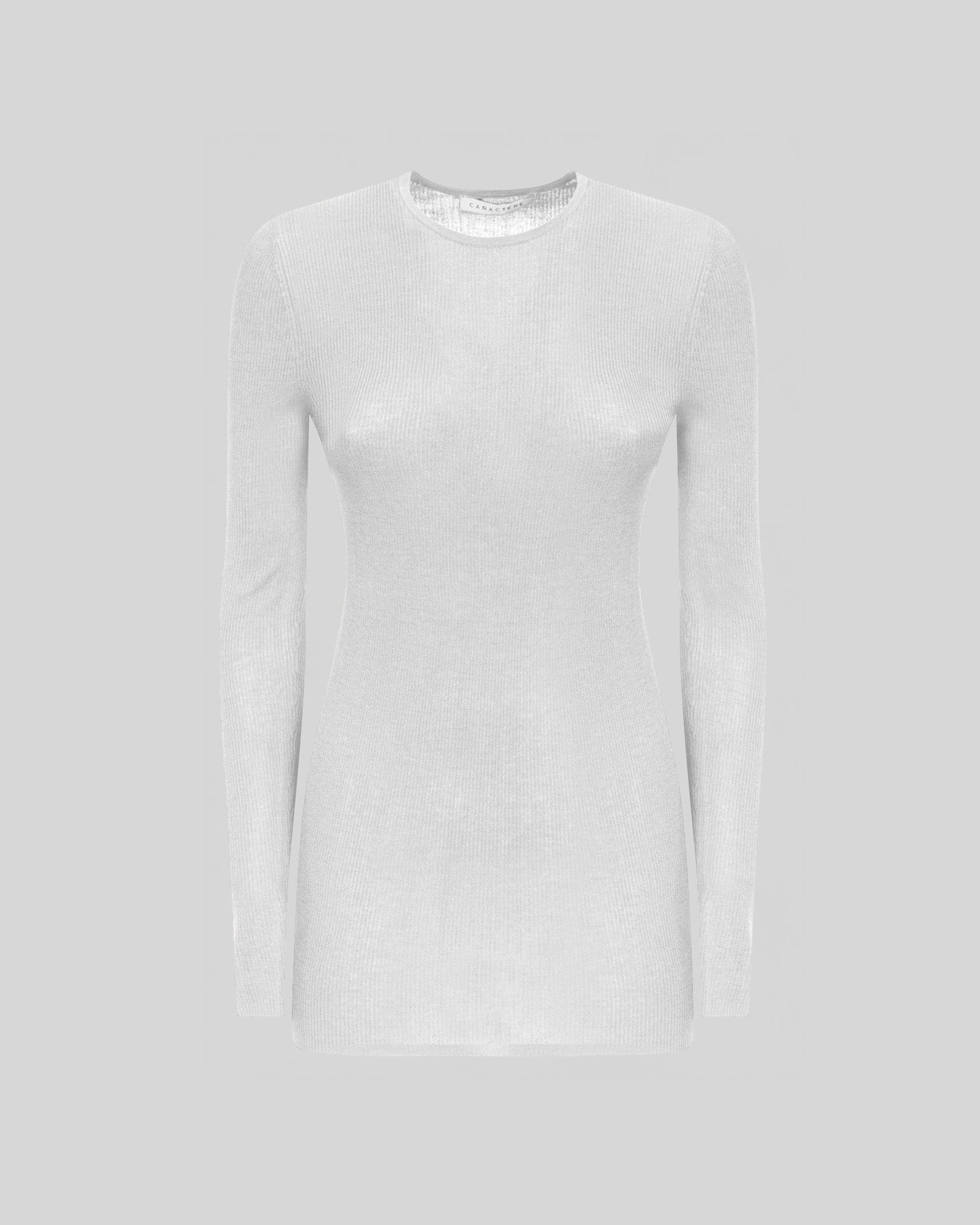 Maglia a Maniche Lunghe a costine Girocollo in Viscosa - Caractère