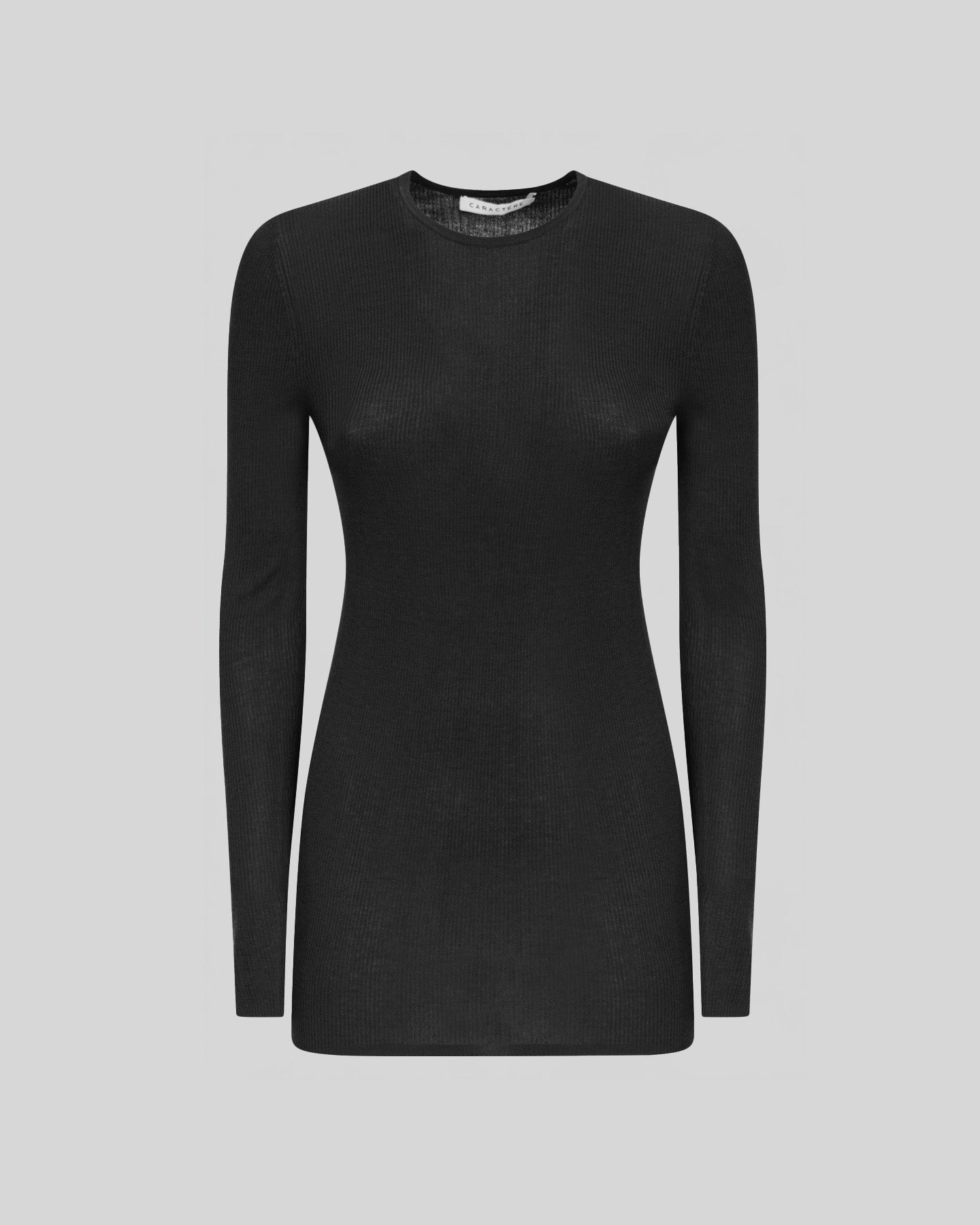 Maglia a Maniche Lunghe a costine Girocollo in Viscosa - Caractère