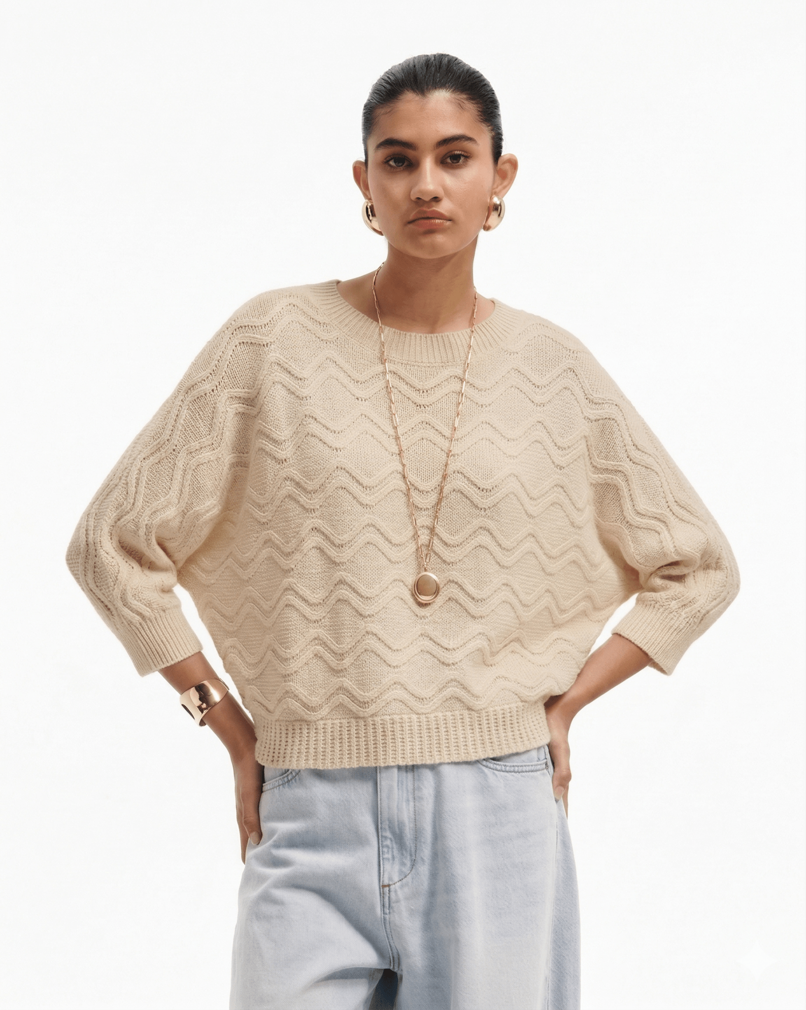 Maglia con maniche 3/4 a pipistrello in cotone - Caractère