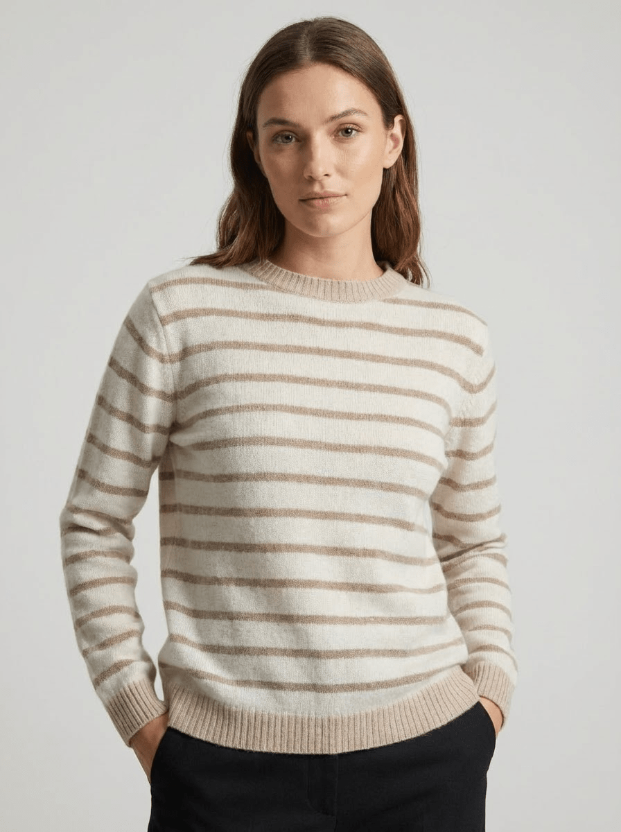 Maglia girocollo a righe in misto lana - Caractère