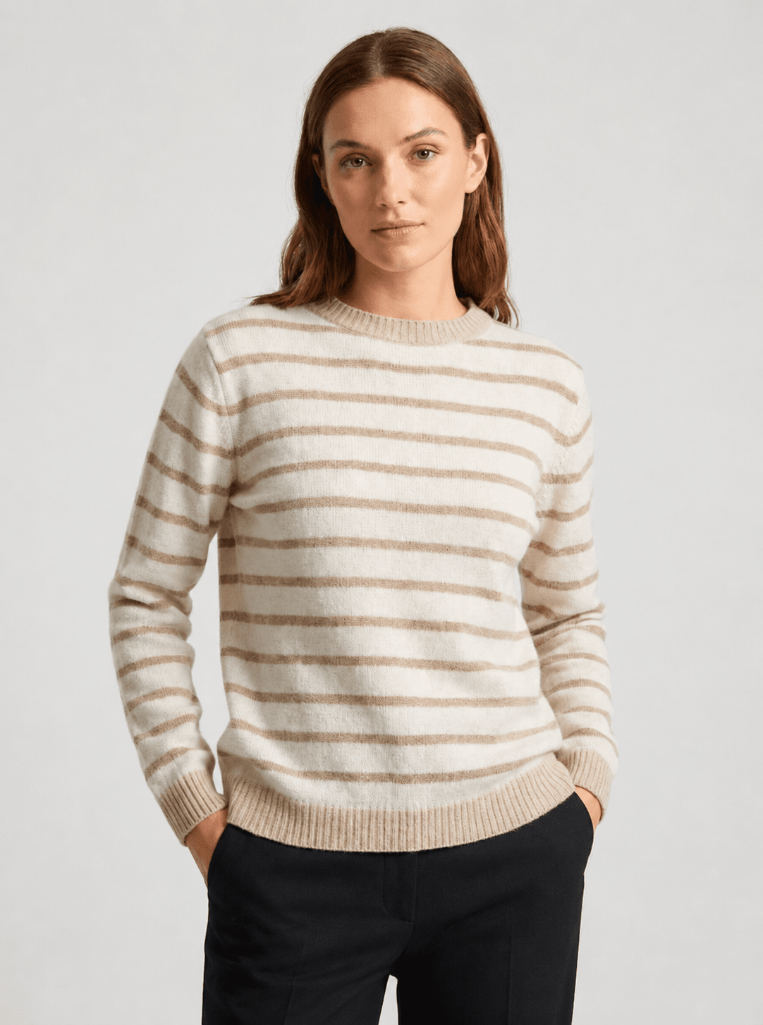 Maglia girocollo a righe in misto lana - Caractère