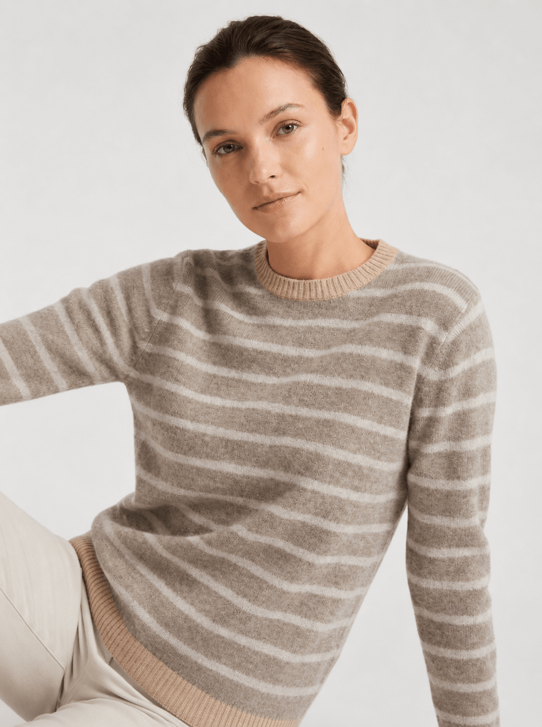 Maglia girocollo a righe in misto lana - Caractère