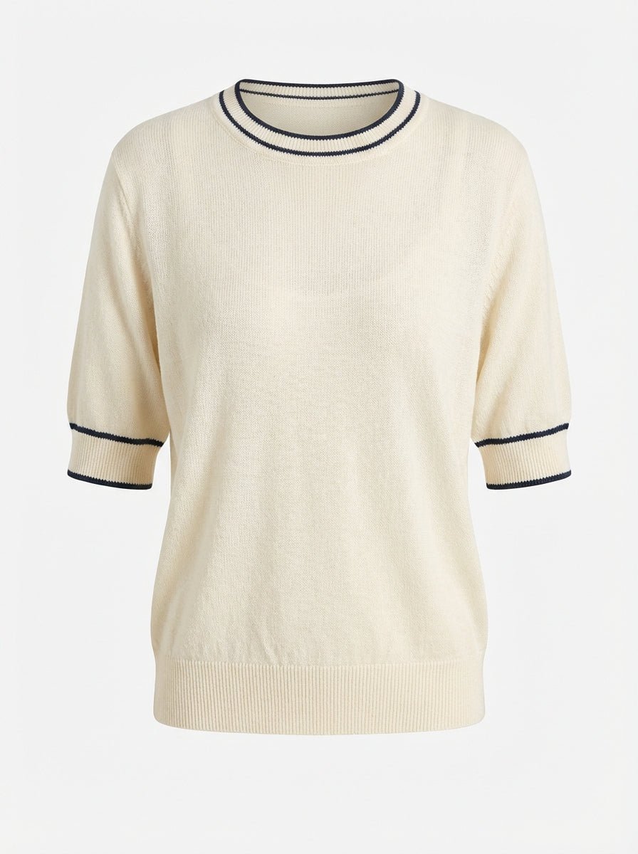 Maglia in Viscosa Girocollo con Profili a Contrasto - Caractère