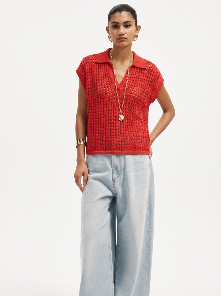 Maglia Polo traforata in Cotone - Caractère