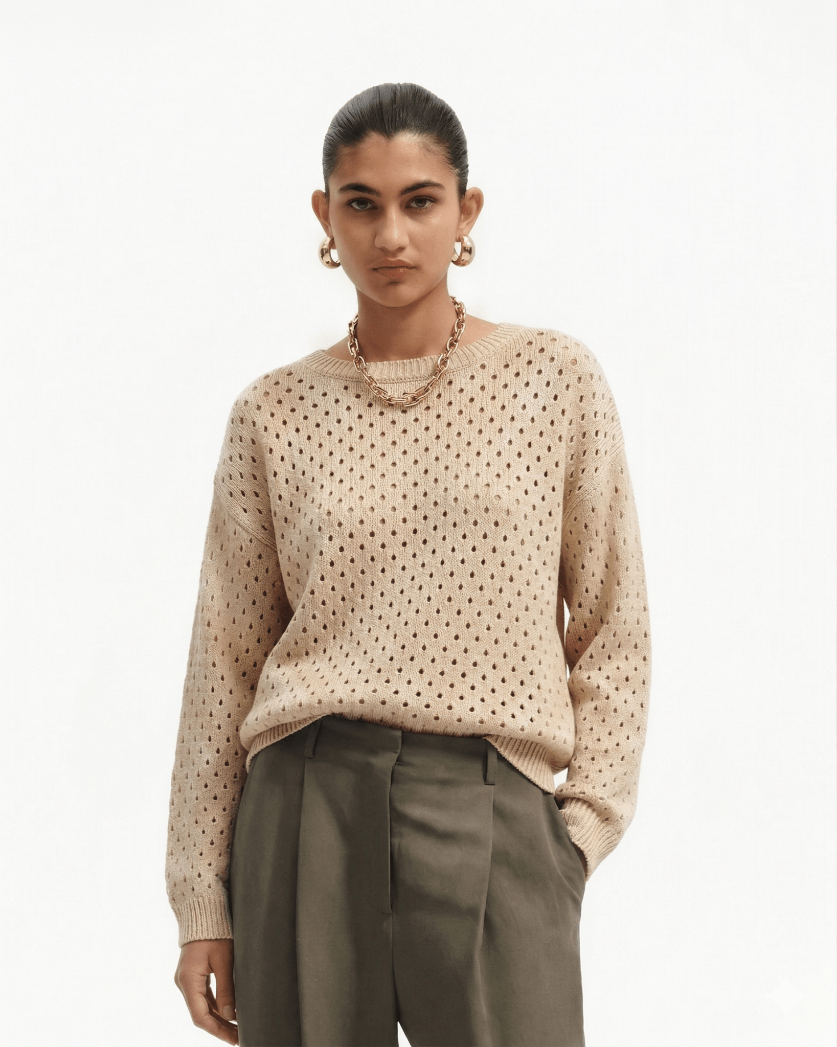Maglia Traforata in Viscosa Girocollo - Caractère