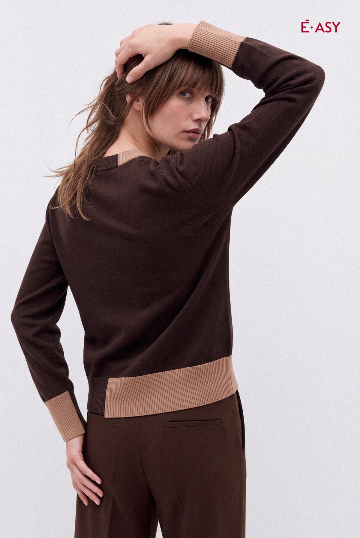 Maglione Girocollo Bicolore Asimmetrico - Caractère
