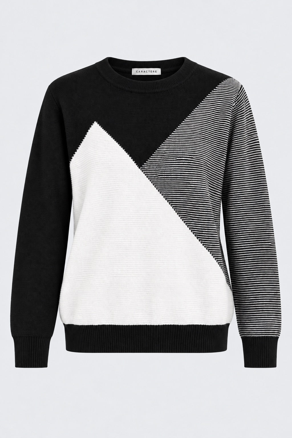 Maglione Girocollo Bicolore con Inserti Rigati - Caractère