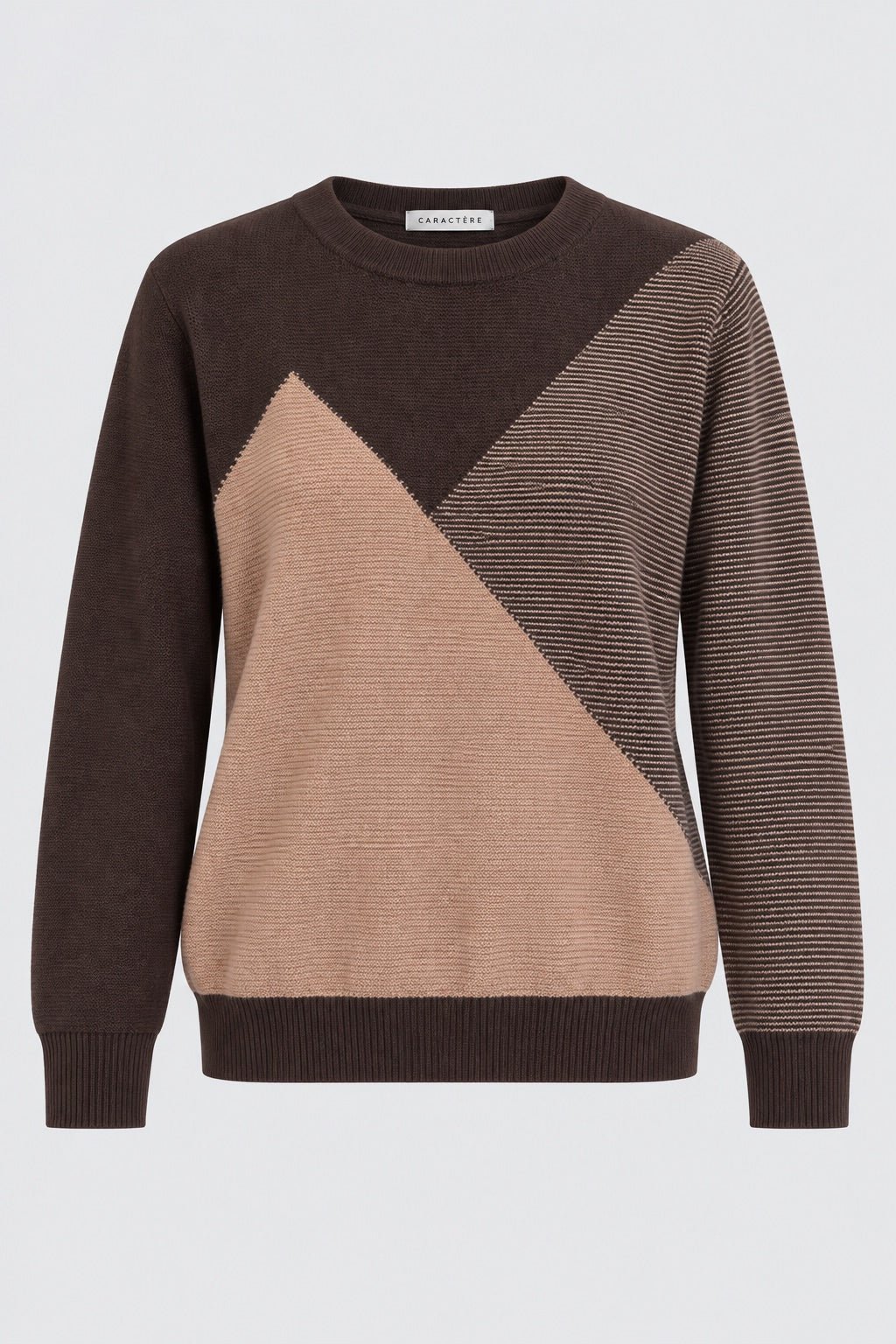 Maglione Girocollo Bicolore con Inserti Rigati - Caractère
