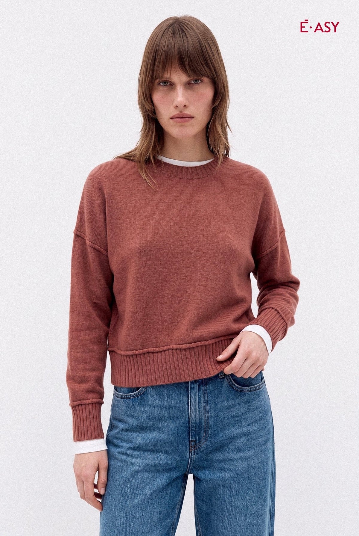 Maglione Girocollo Oversize a Costine - Caractère