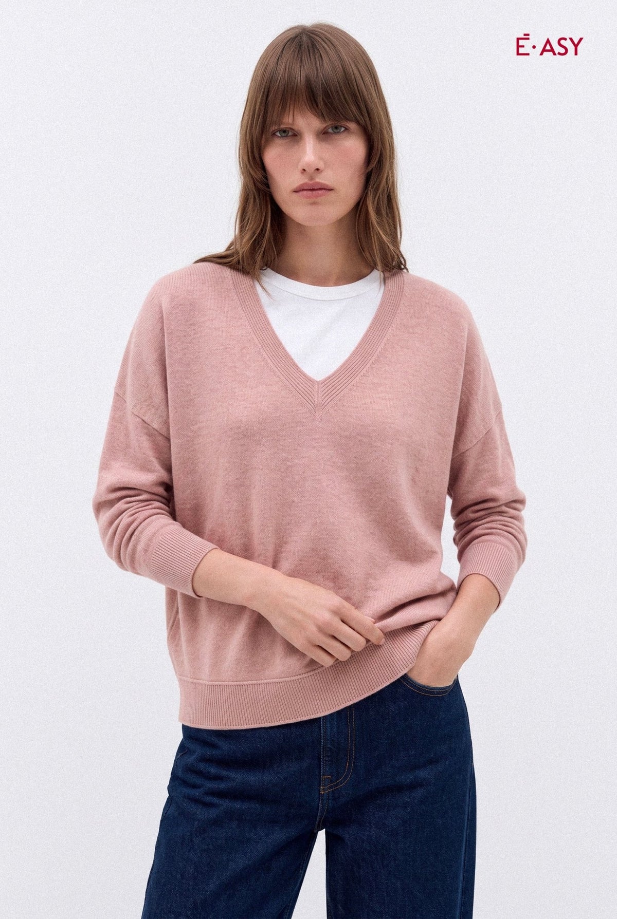 Maglione Scollo a V con Bordi a Costine - Caractère