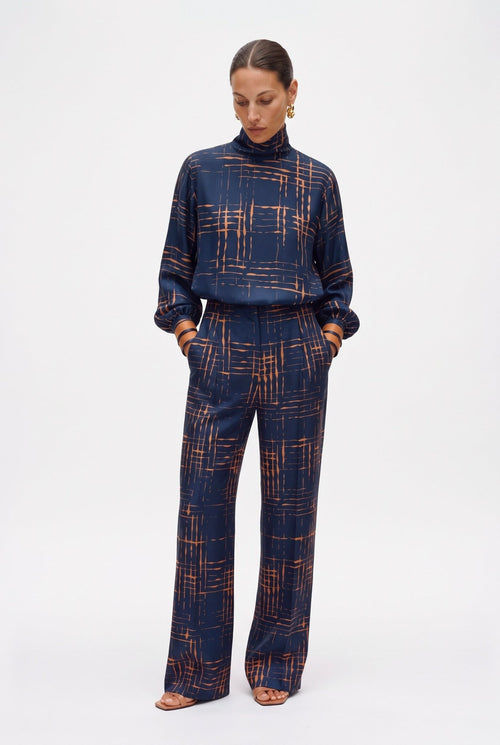 Pantalone A Palazzo In Twill Stampato - Caractère