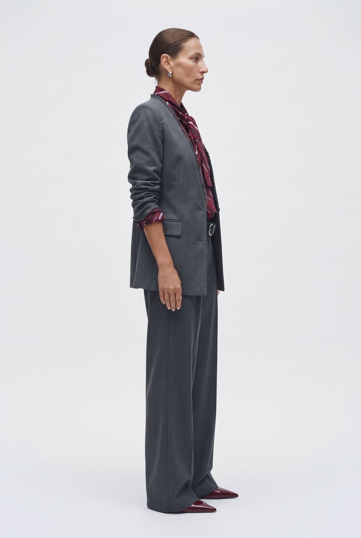 Pantalone Ampio Con Pizziche E Motivo Passante - Caractère