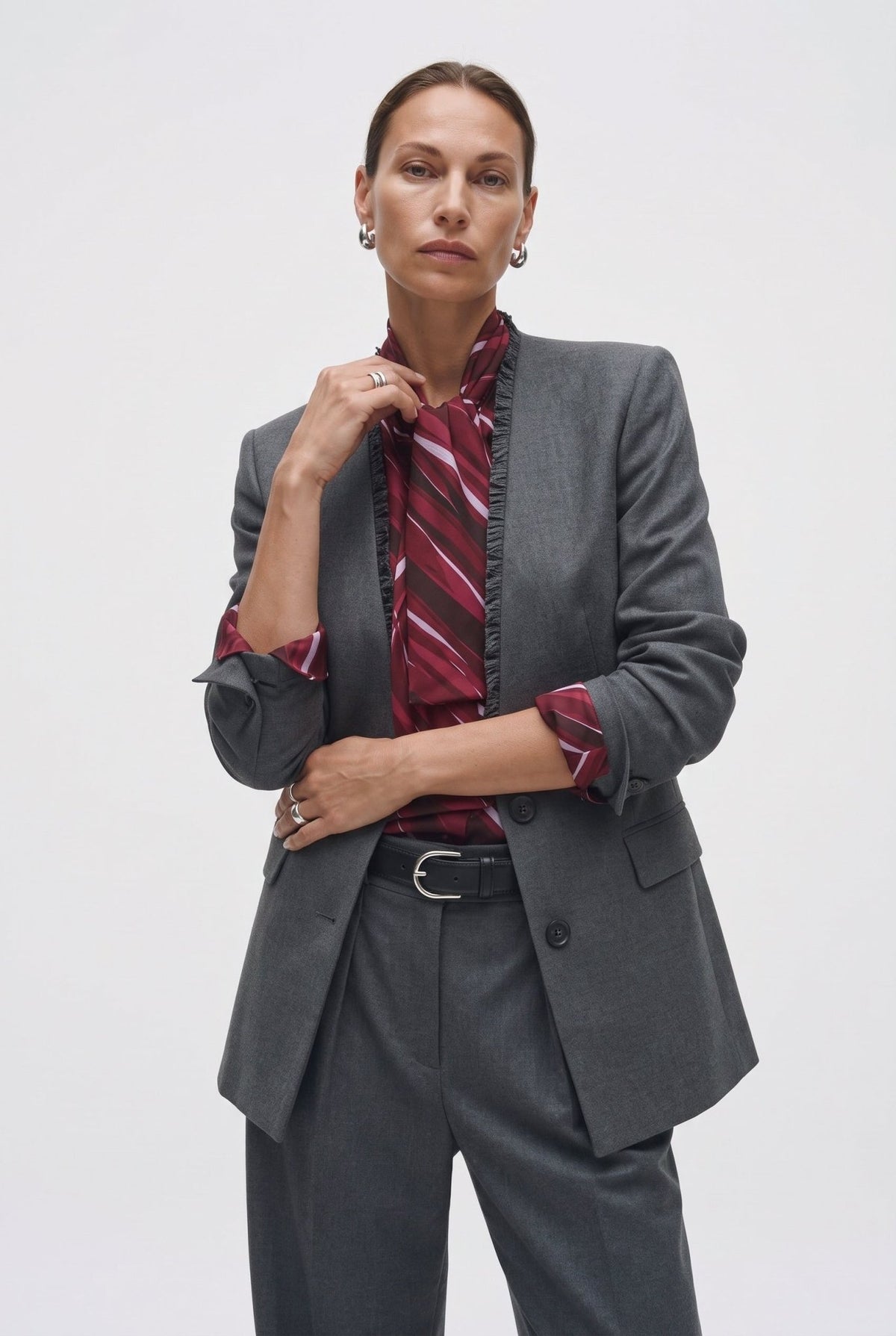 Pantalone Ampio Con Pizziche E Motivo Passante - Caractère