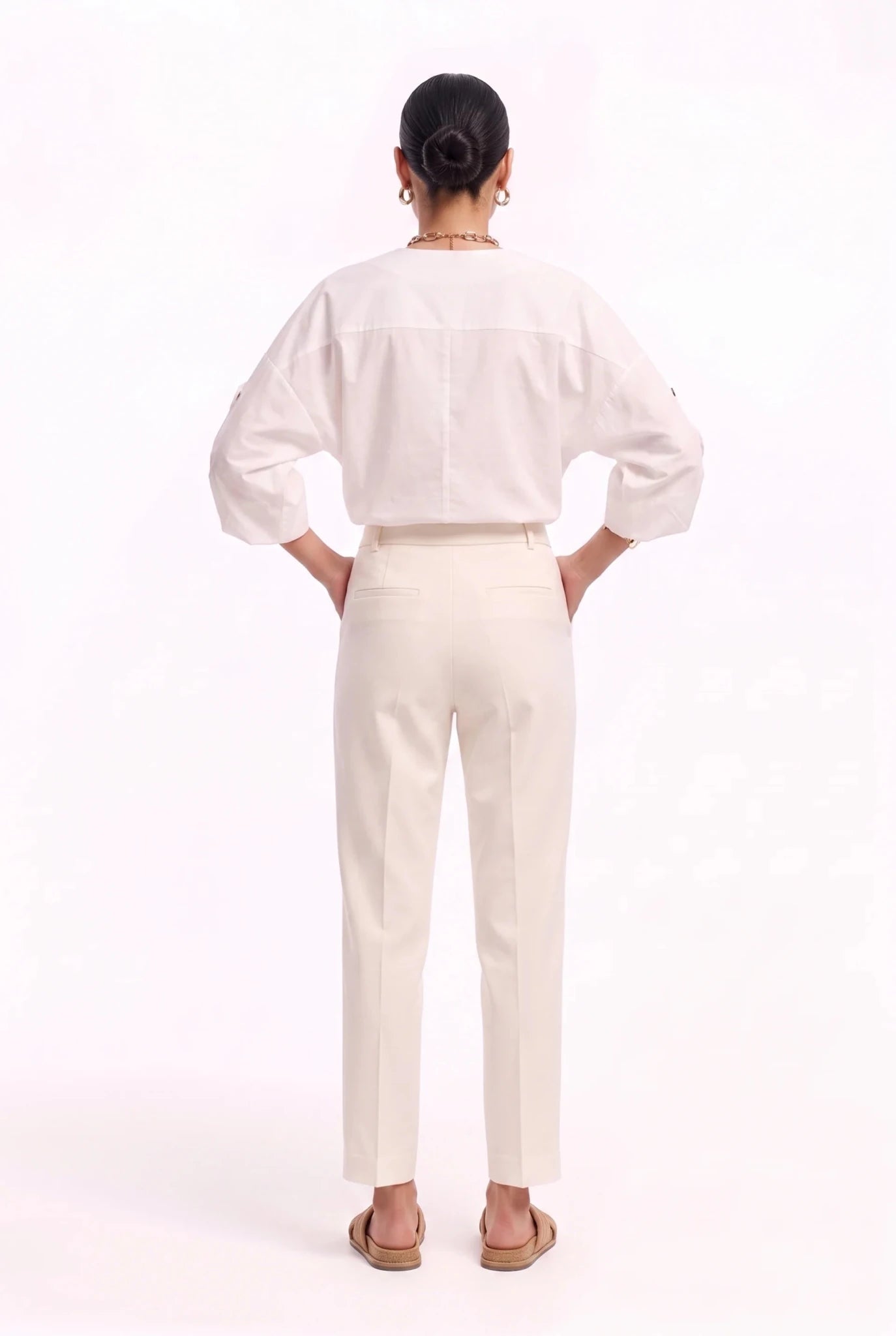 Pantalone Donna a Sigaretta in Cotone Stretch – Completo Elegante Estate - Caractère