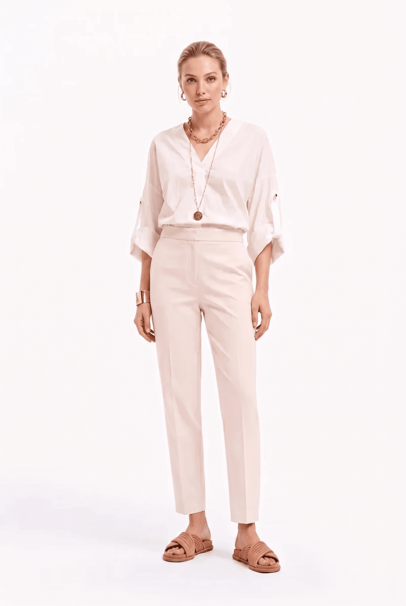 Pantalone Donna a Sigaretta in Cotone Stretch – Completo Elegante Estate - Caractère