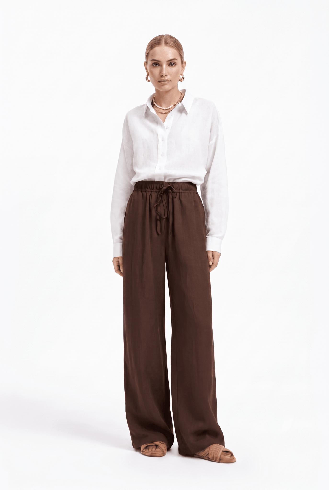 Pantalone Donna in Lino con Elastico in Vita – Palazzo Fluido ed Elegante - Caractère